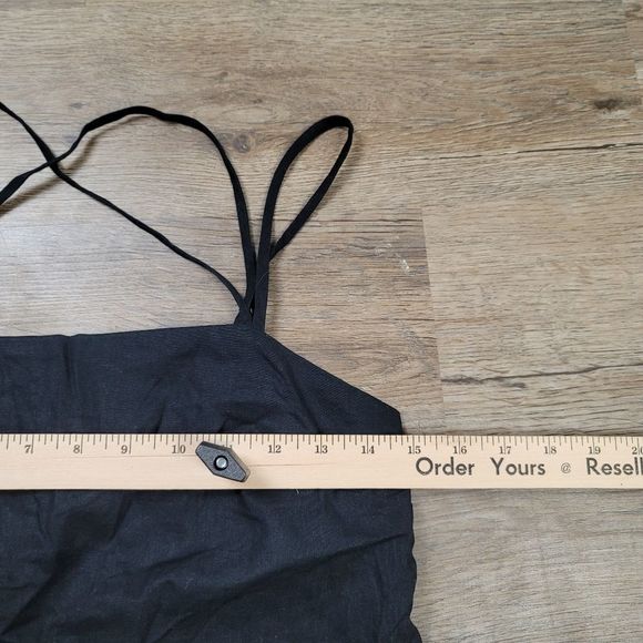 H&M Mini Dress Black Solid Sleeveless Spaghetti Strap Casual Cocktail Bodycon S - Picture 2 of 9